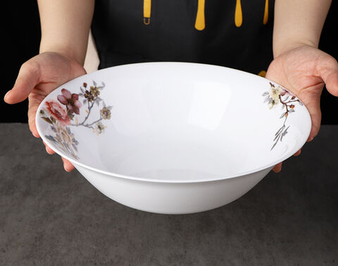 Großhandel neues Dekor Blumendesign 7.5 Zoll runde Obstschale aus Opalglas