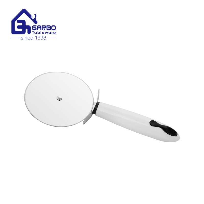 Choice 225mm Length Classic Stock Pizza Cutter with White Plasctic Handle