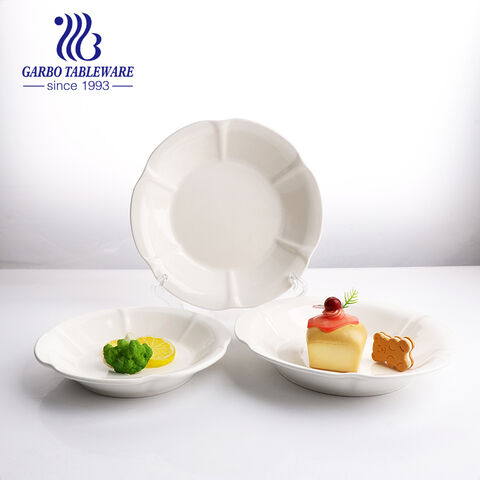 High-end Flower Shape Ceramic Plate with Golden Ionplating Rim For Home and Hotel