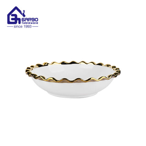 tigela de porcelana com design de folha giratória de 10.5 polegadas de fábrica tigelas decorativas douradas