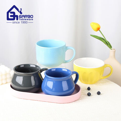 660ml big size ceramic cereal mug with light green color factory in China