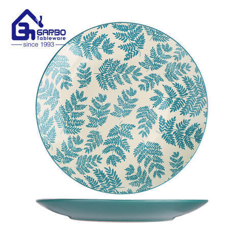 Bulk order cheap 8 inch blue ceramic pizza plates stoneware side dish serving plate