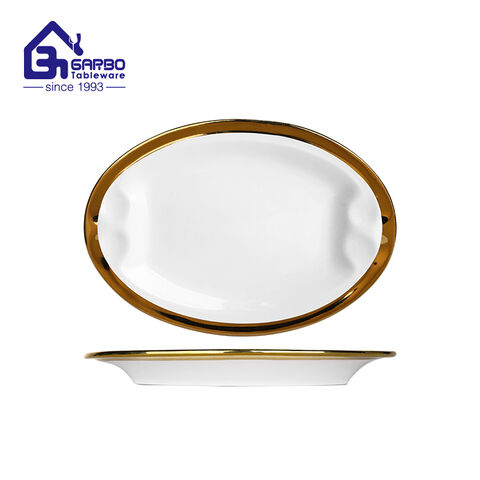 8 inch plating gold deep plate round food dish hotel sevice dinner plates set table dinnerware