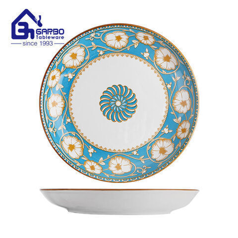 9 inch ceramic fruit plate stoneware with cherry printing factory from China