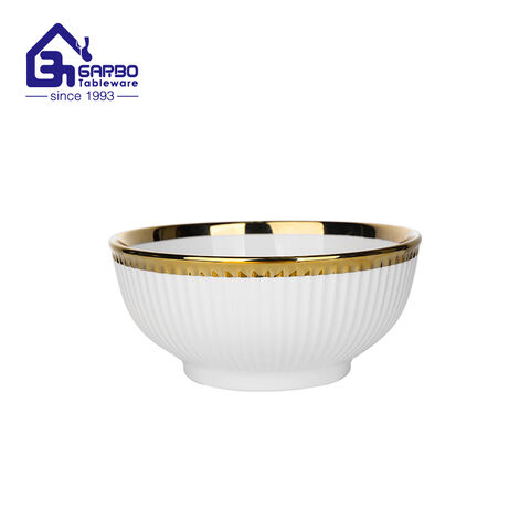 Wholesale Porcelain Round Piano Plate 10 inches dinner dish with golden rim