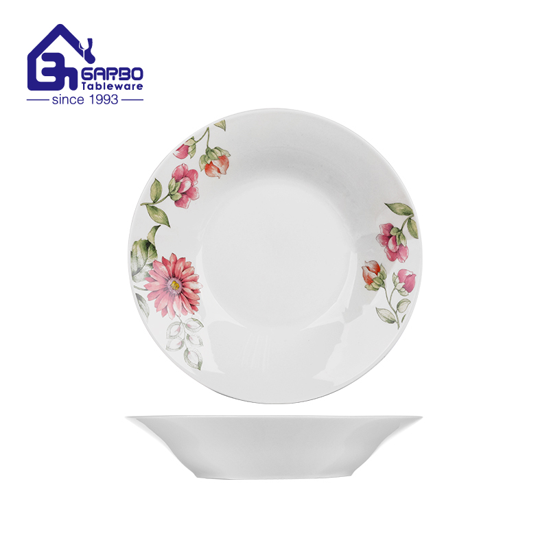 Retro Green and red 8-inch ceramic soud plate round-shaped stoneware deep plates for wholesale 