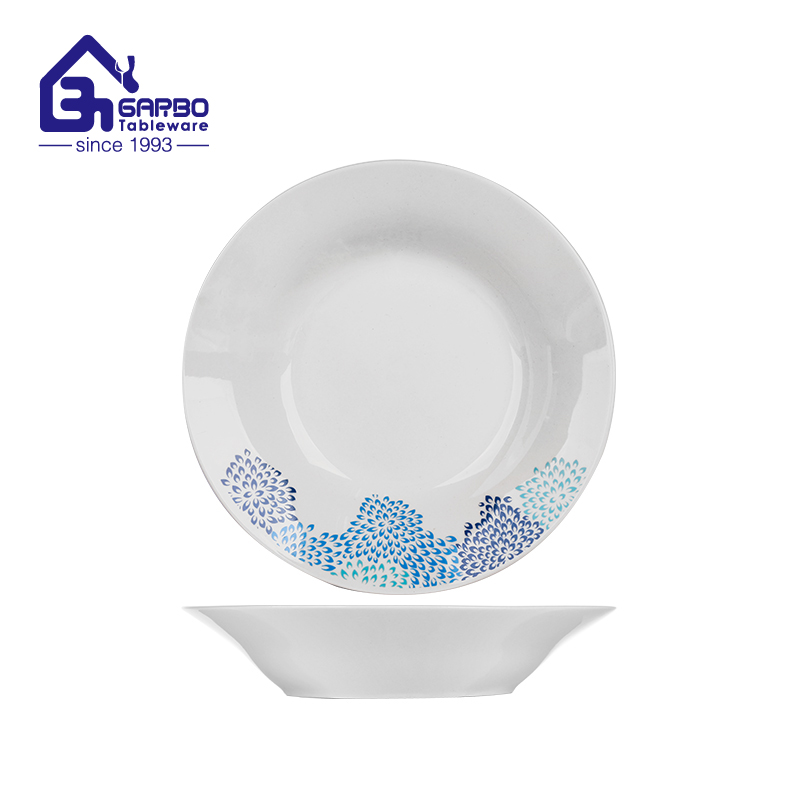 Wholesale 9.25 inch round-shaped ceramic plate with lemon decal for soup from China Manufacturer