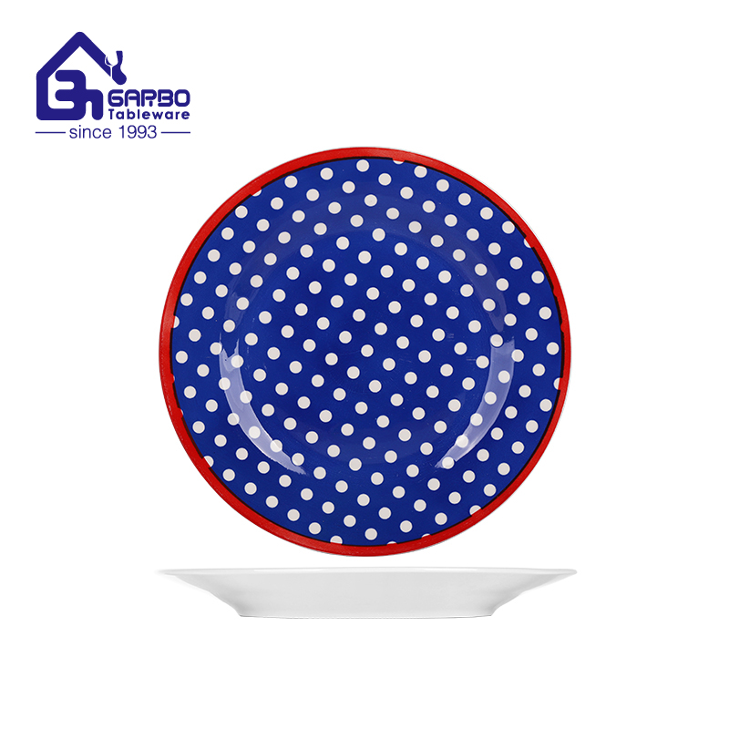 Wholesale 9.25 inch round-shaped ceramic plate with lemon decal for soup from China Manufacturer