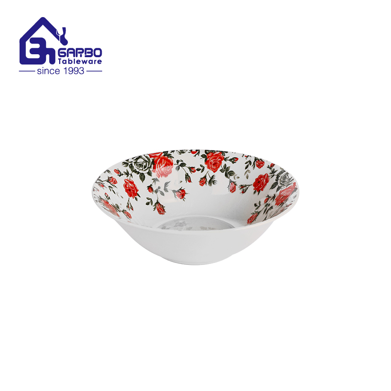Wholesale 7 inch ceramic bowl with decal flower