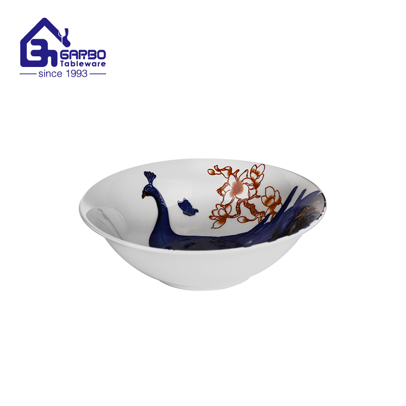 6.1 inch light yellow colored durable porcelain bowl with golden rim for wholesale
