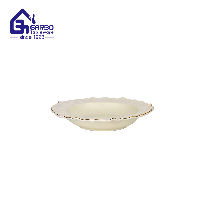 Fancy Green Color Porcelain Bowl with Handle and Gold Rim