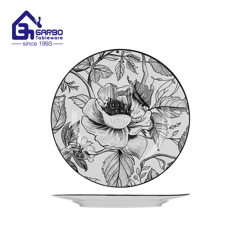 10.5 inch underglazed ceramic flat dinner plate for main courses