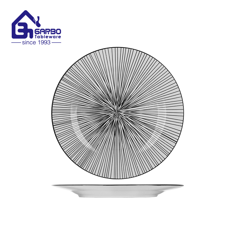 10.5 inch underglazed ceramic flat dinner plate for main courses