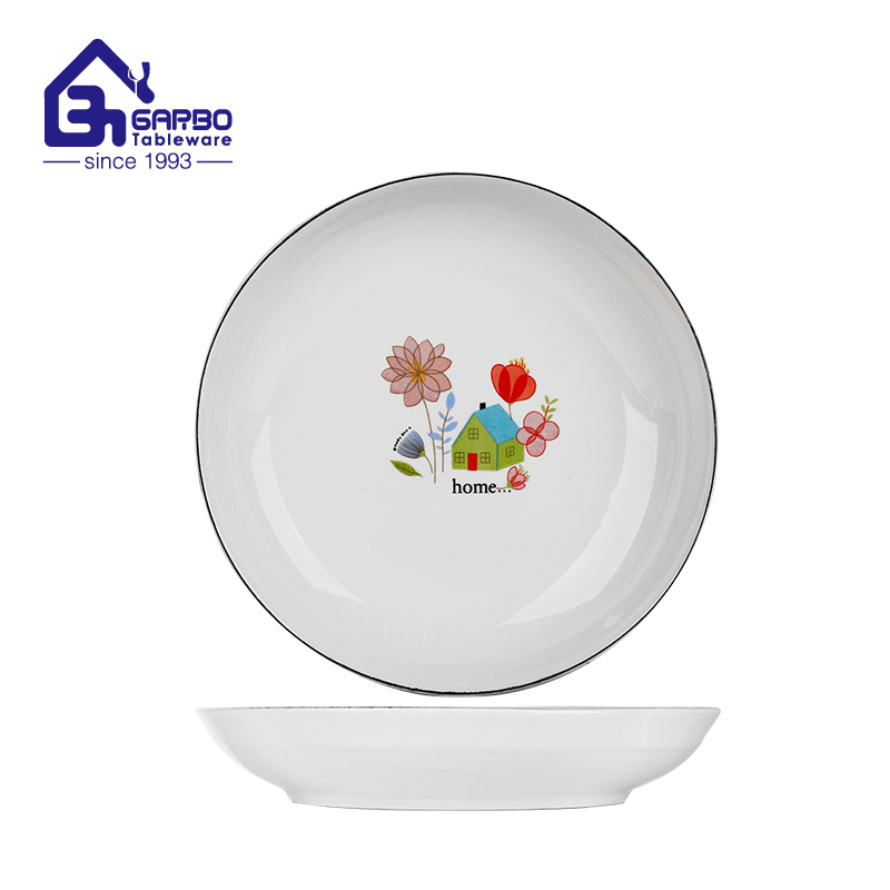 9 Inch Ceramic Fruit Plate with Floral Home Design White Dessert Dish