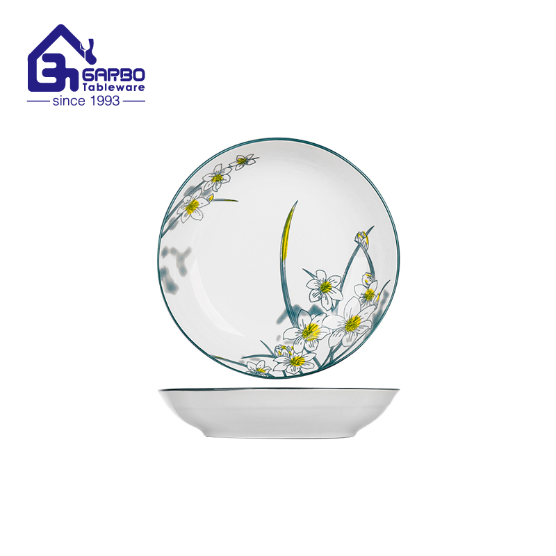 6-Inch New Bone China Plate with Striped Edge, Elegant Dinnerware