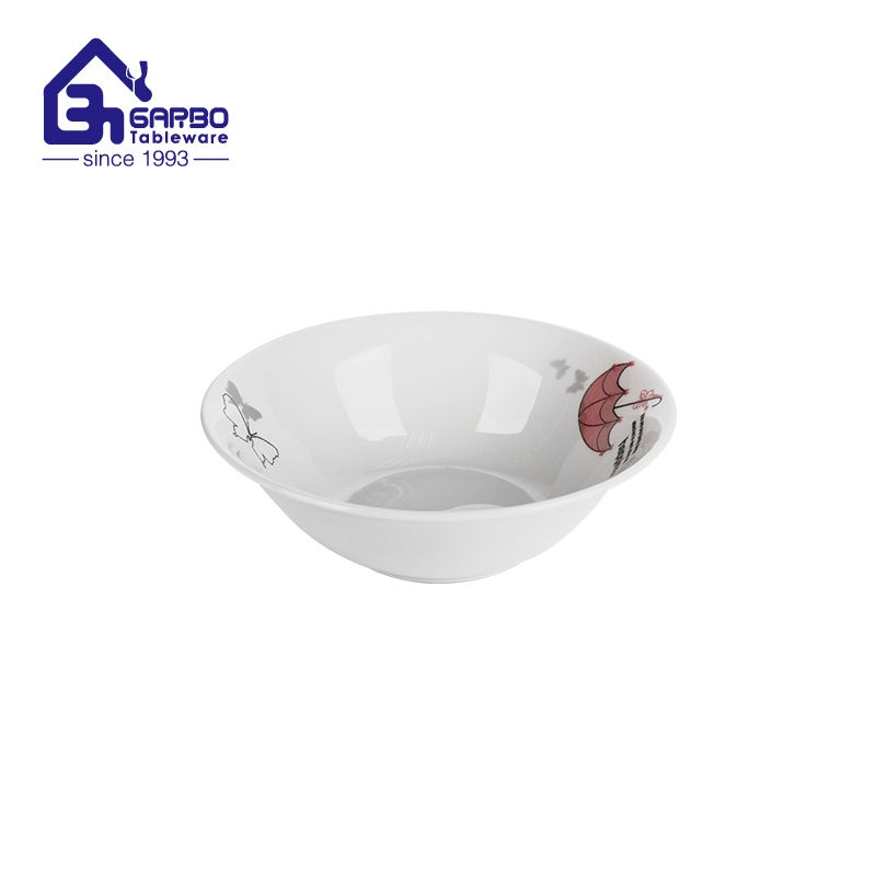 7-Inch Decal Stoneware Soup Bowl with Fruit Basket Shape, Rustic Dining Bowl