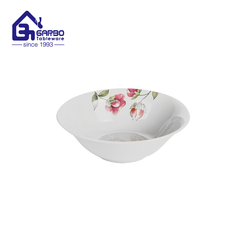 7-Inch Decal Stoneware Soup Bowl with Fruit Basket Shape, Rustic Dining Bowl