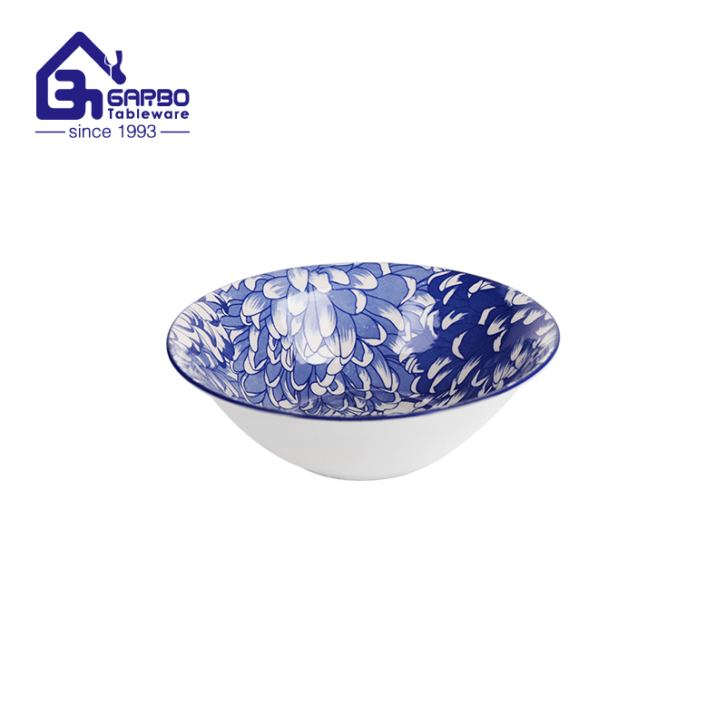 7-Inch Decal Stoneware Soup Bowl with Fruit Basket Shape, Rustic Dining Bowl