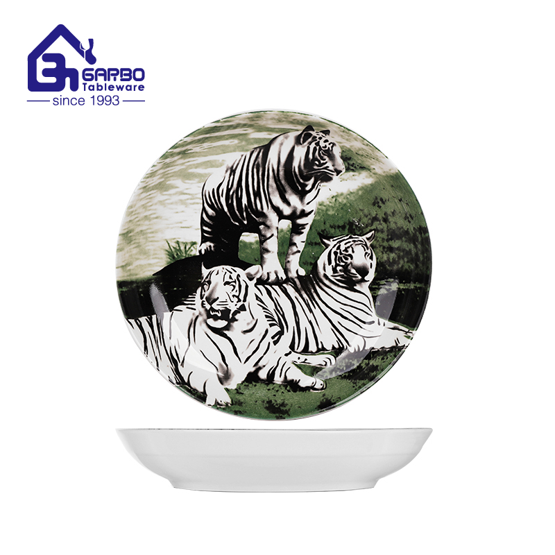 8 inch elegant decal ceramic deep plate for home restaurants