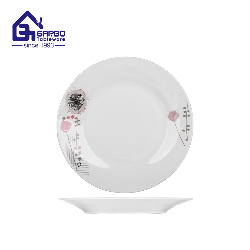Wholesale 8.86 inch round-shaped ceramic flat plate with customized decal from China Manufacturer