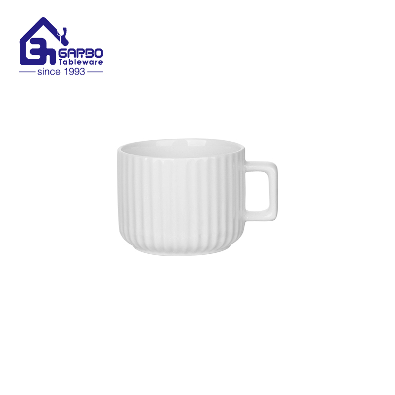 290ml new bone china coffee mug with outsize straight lines design for sale