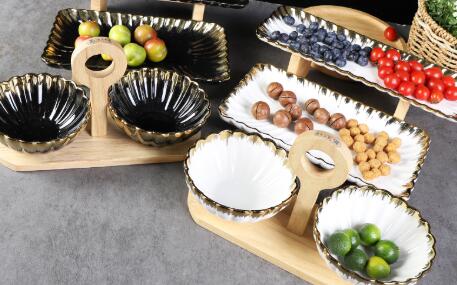 Question and answer recommendation: Chaozhou-made reinforced porcelain electroplated gold with wooden frame ceramic set, showing quality and style