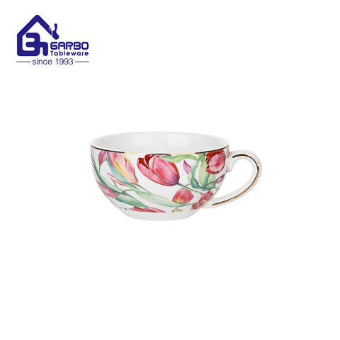 Round shape tulip design 6 inches porcelain dessert plate custom-made ceramic flat dish