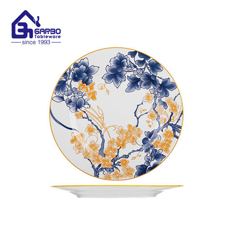 Wholesale 20cm round-shaped ceramic flat plates stoneware side plate home use tableware plates 