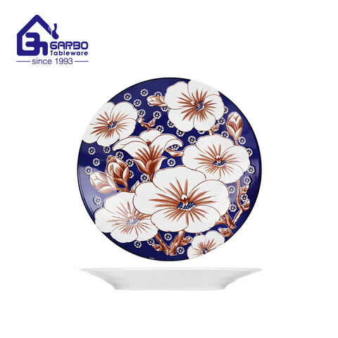 Wholesale 20cm round-shaped ceramic flat plates stoneware side plate home use tableware plates 