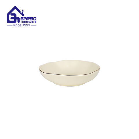 Luxurious 9.76 inch round-shaped durable porcelain plate with light yellow color glaze from China Manufacturer