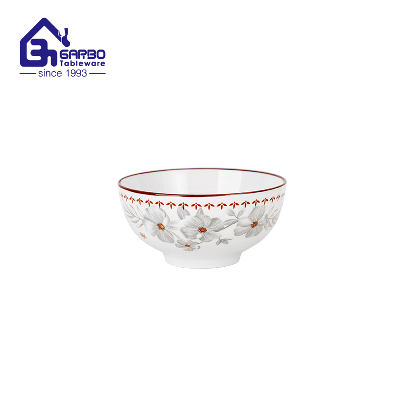 5-Inch Green Glaze Gold Rim Reinforced Porcelain Bowl