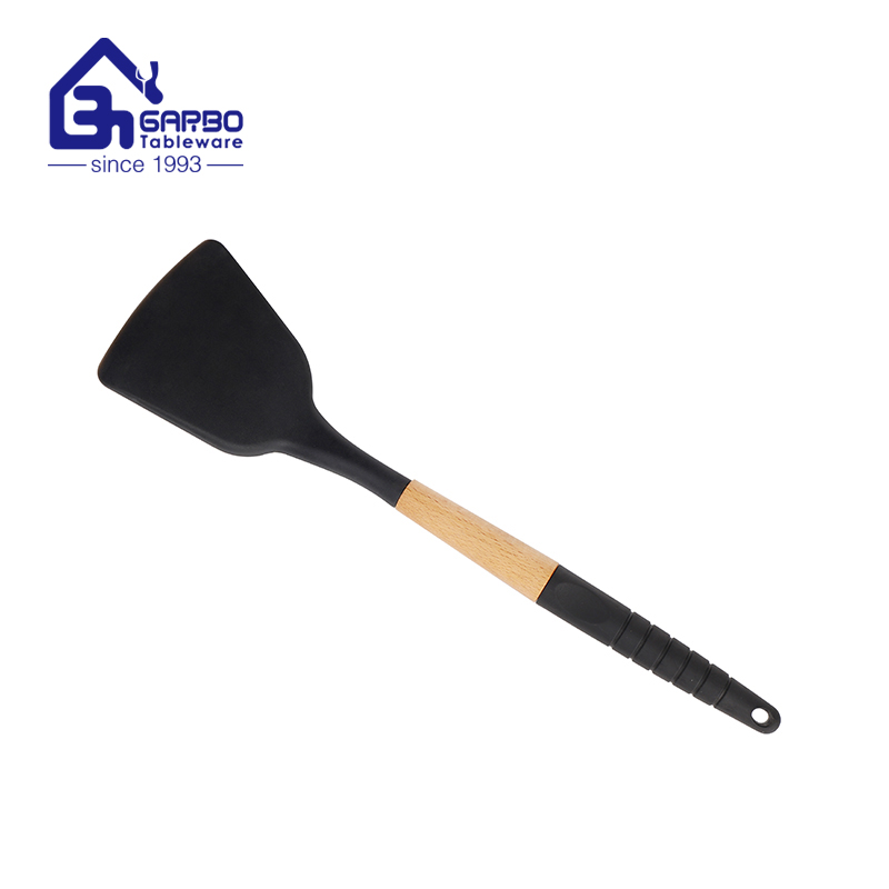 Wholesale sky blue kitchen utensils set with wooden insulated handle