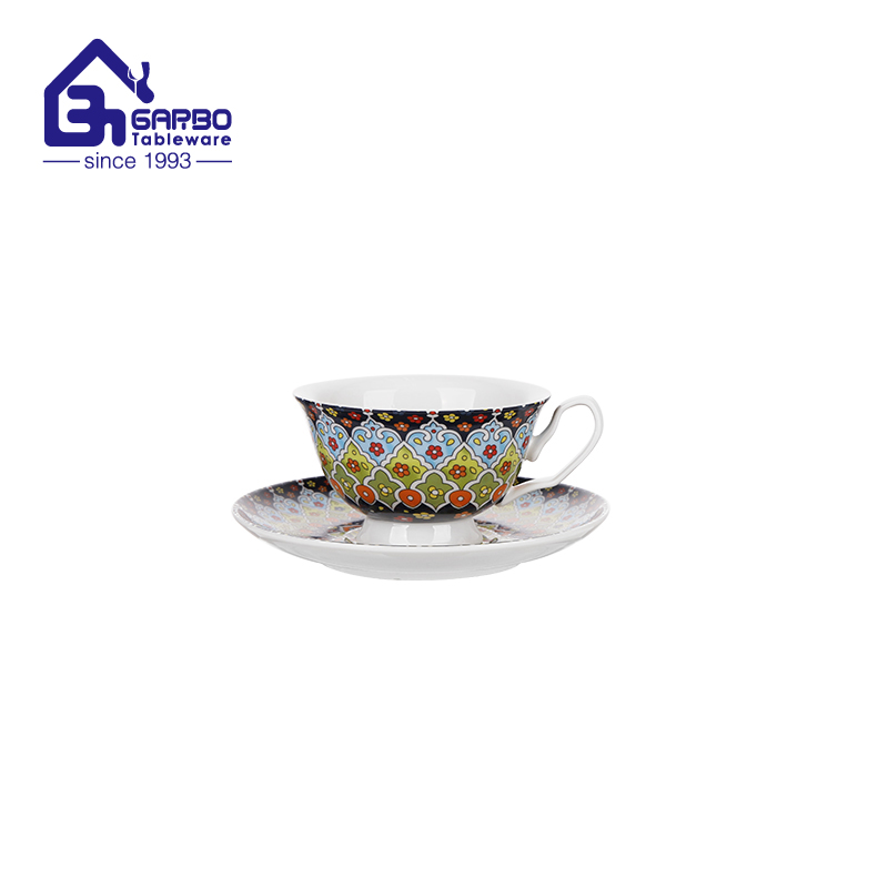 195ml durable porcelain coffee and tea mug set with full beauty decal