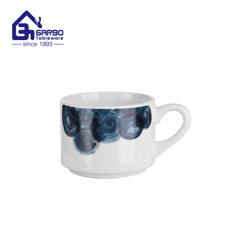 195ml Reinforced Porcelain Decorated Handle Cup