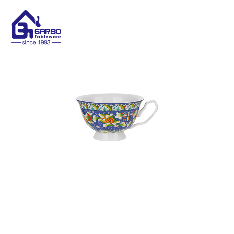 195ml Decal Design Strengthen Porcelain Cup with Handle