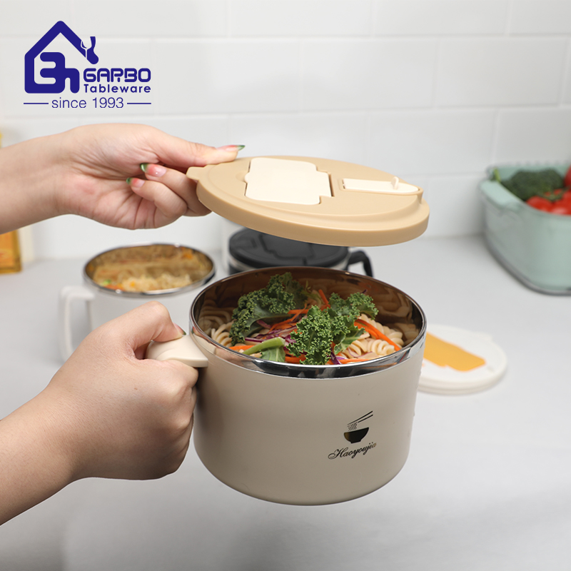304 Stainless Steel Ramen Instant Noodles Bowl with Plastic PP Handle