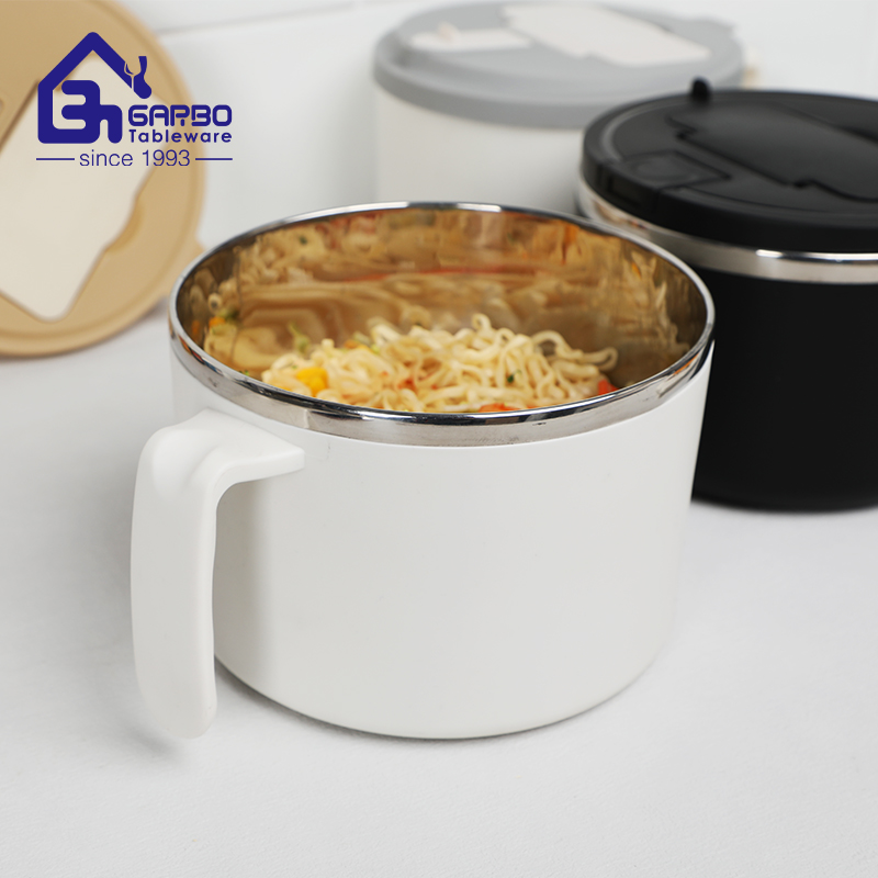 304 Stainless Steel Ramen Instant Noodles Bowl with Plastic PP Handle