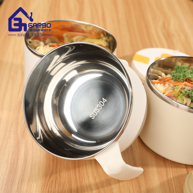 304 Stainless Steel Ramen Instant Noodles Bowl with Plastic PP Handle