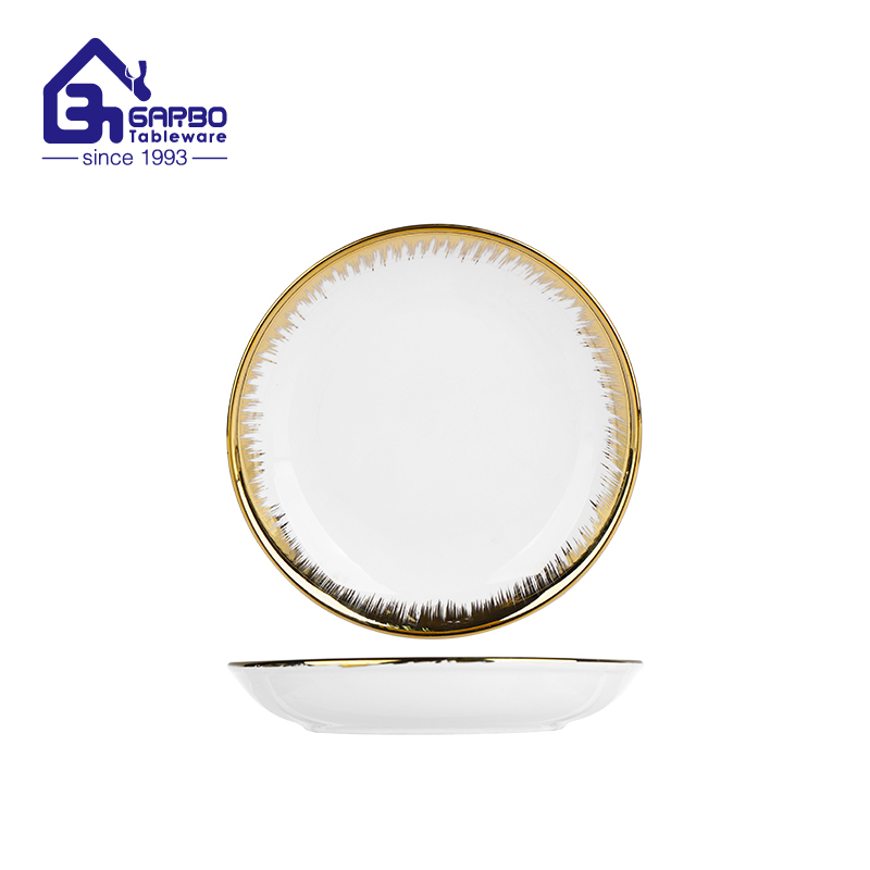 7.5 inch electroplated gold tree design square ceramic plate