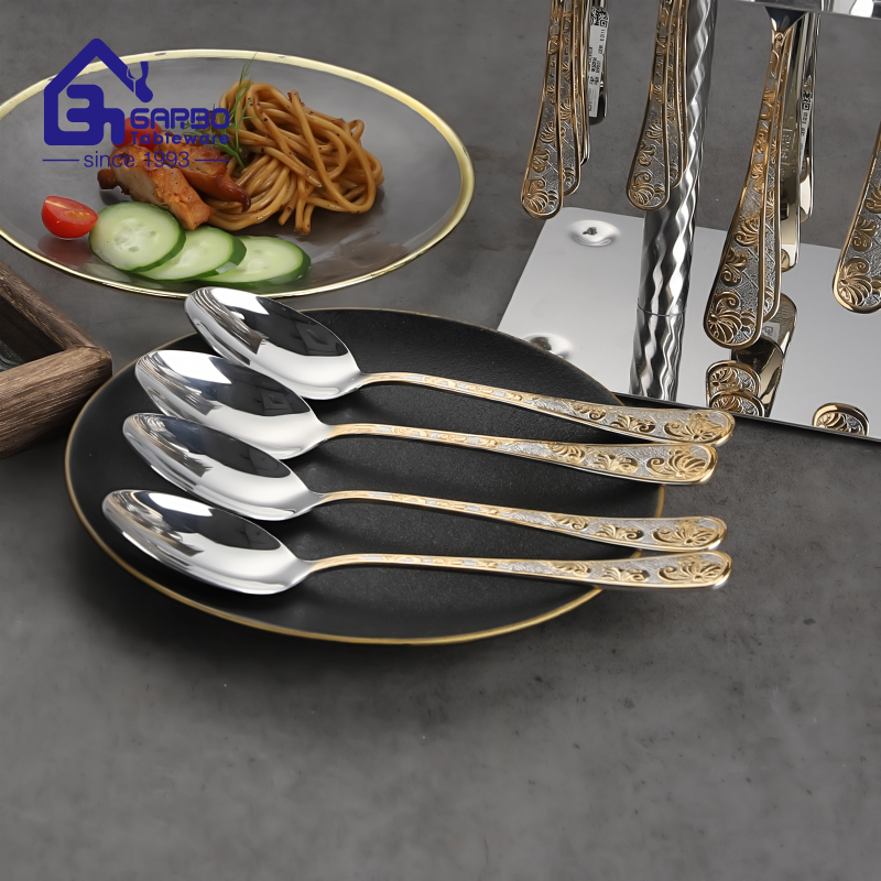 Arabic Style 201 Stainless Steel Cutlery Mirror Polish Dinner Spoon