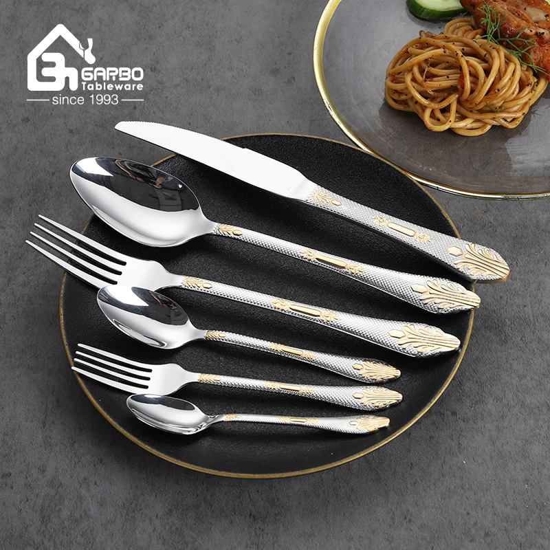 Superior Quality 201 Stainless Steel Gold Cutlery Sets 24PCS Gift Box Stock Gold Flatware Sets 