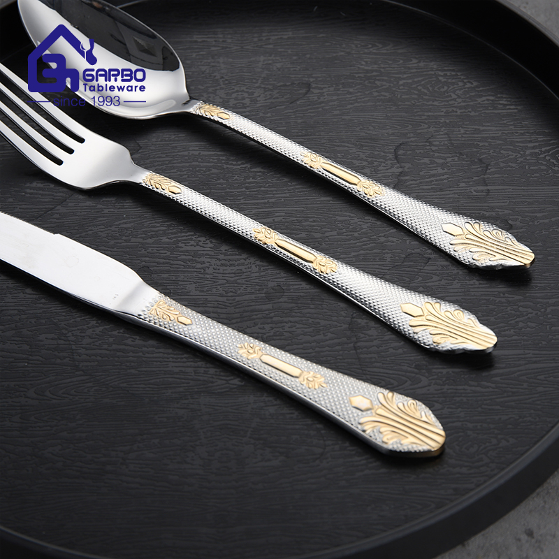 Superior Quality 201 Stainless Steel Gold Cutlery Sets 24PCS Gift Box Stock Gold Flatware Sets 
