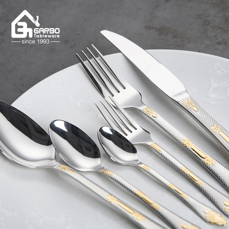 Superior Quality 201 Stainless Steel Gold Cutlery Sets 24PCS Gift Box Stock Gold Flatware Sets 