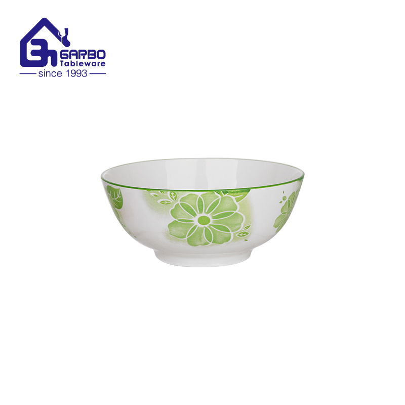 7 inch underglazed green flower ceramic serving bowl