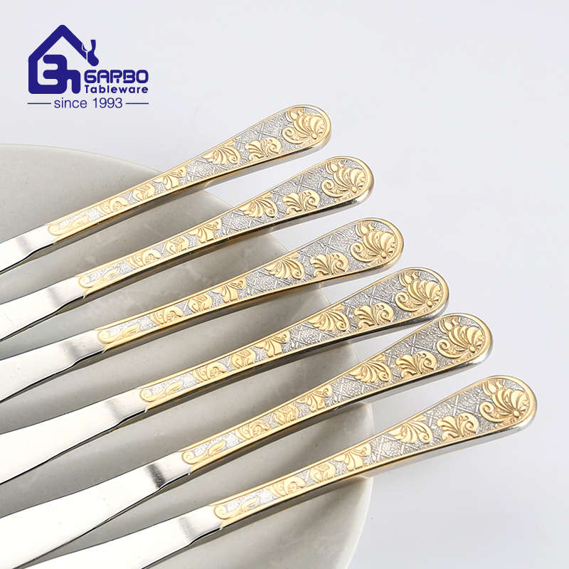 Arabic Style Cutlery 18/10 Gold Plated Handle Stainless Steel Dinner Fork Set of 6 Pieces