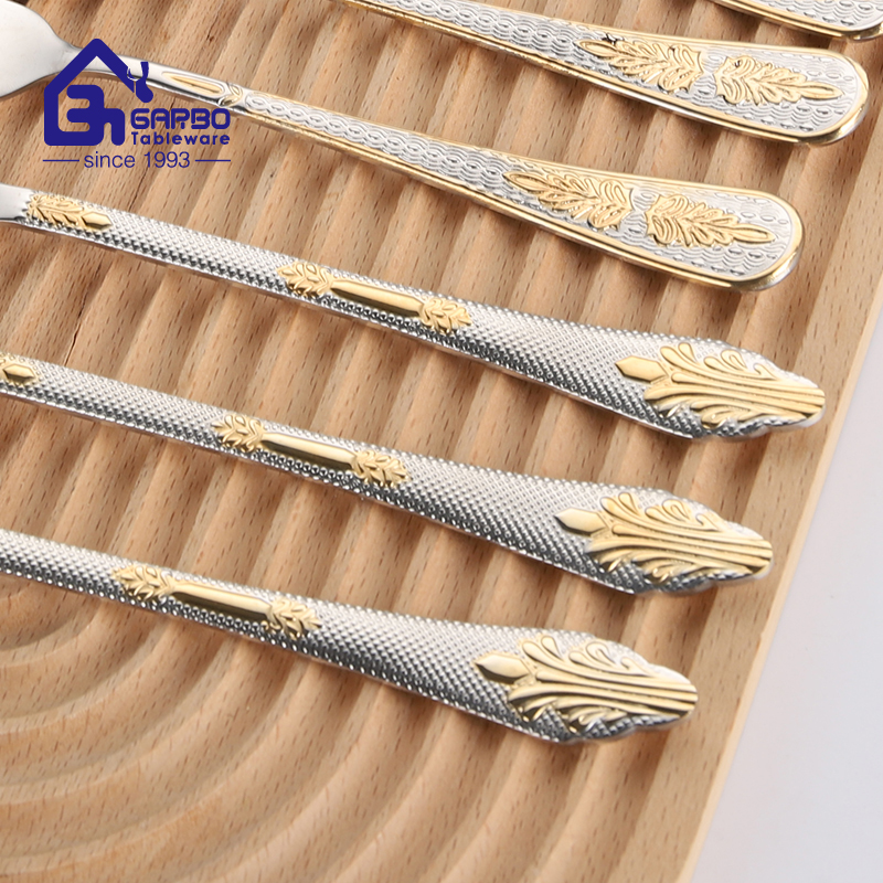 Arabic Style Cutlery 18/10 Gold Plated Handle Stainless Steel Dinner Fork Set of 6 Pieces