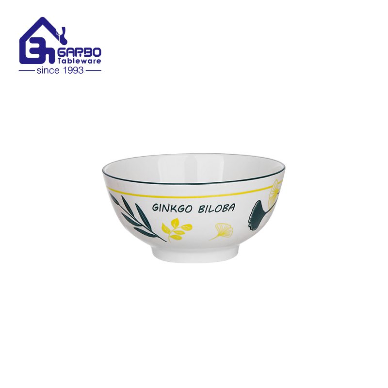 720ml Plant Pattern Design Underglaze Color Printed Ceramic Bowl with High Temperature Resistance