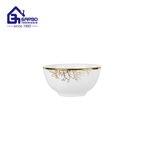 Luxury Porcelain Rice Bowl with Gold Rim Designs for Middle East Market