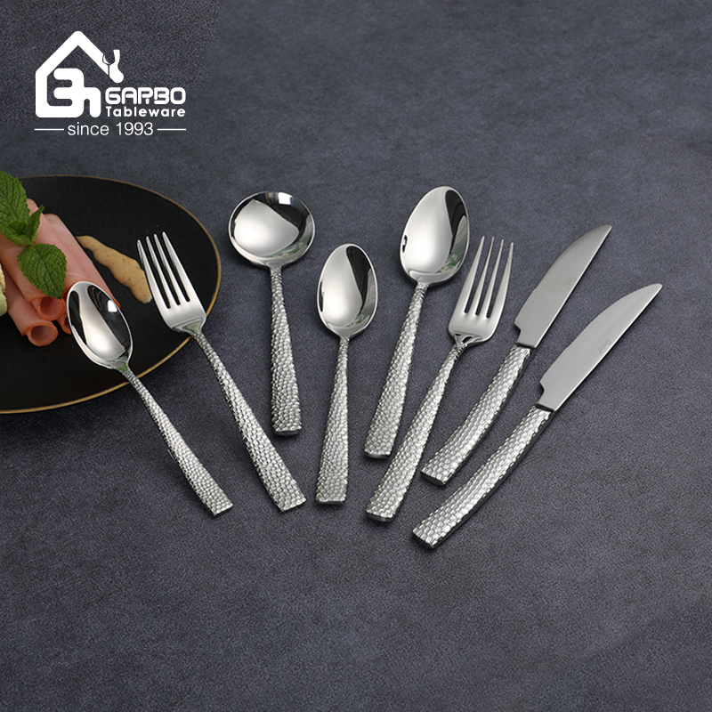New design Garbo 18/10 stainless steel silver flatware set reusable cutlery high quality mirror polish stainless steel cutlery knife, fork and spoon