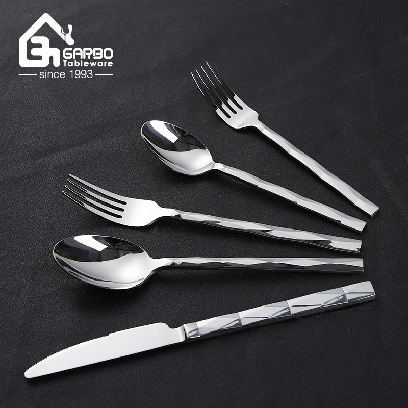 Prismatic Engraved Design Handle 18/8 Stainless Steel Set Silverware in Stock 
